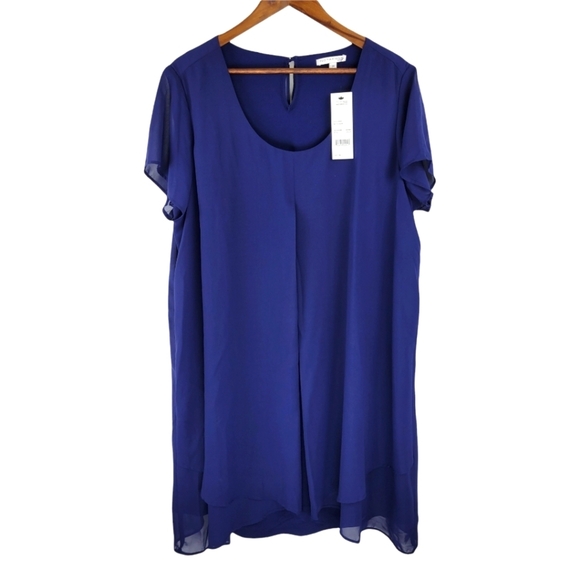 Notations Dresses & Skirts - ❤️ Notations women Navy dress with sheer overlay size 2X